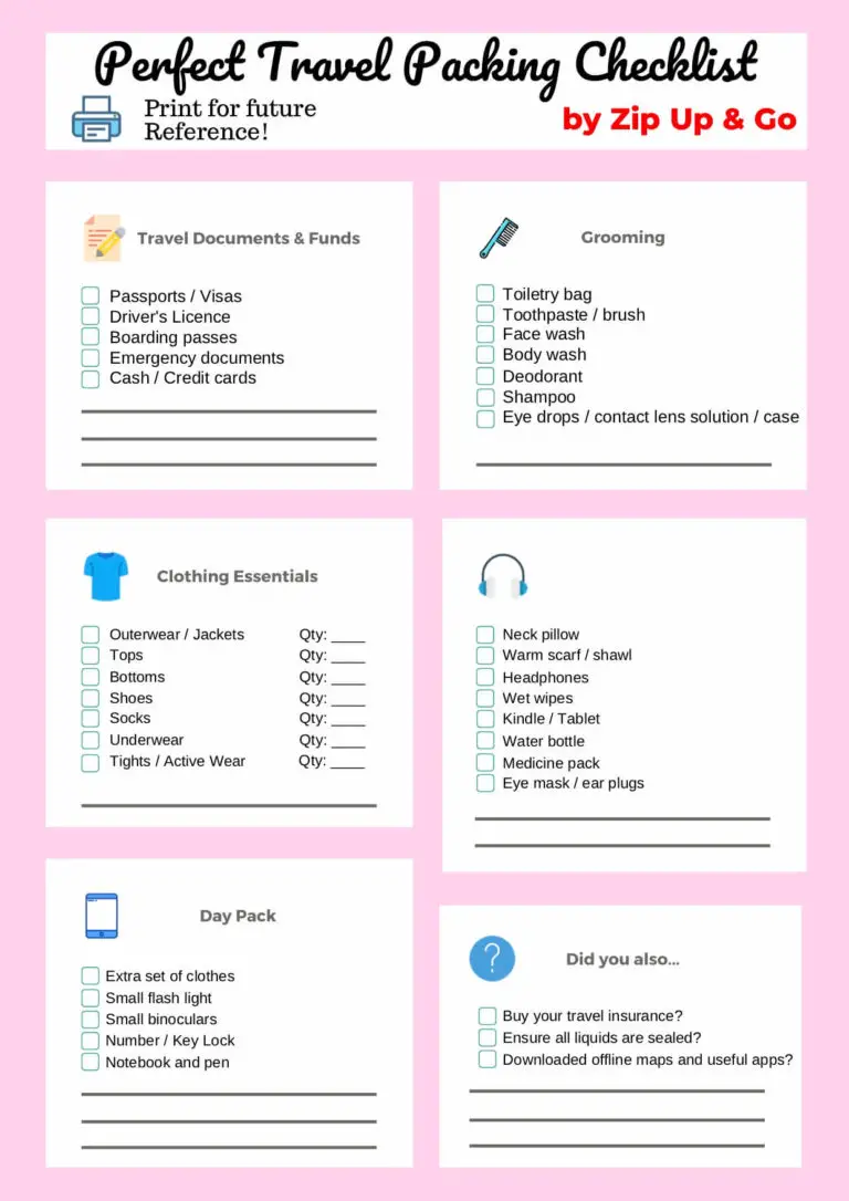 Packing List Travel Packing Checklist For Europe Free Printable Vacation Pa...