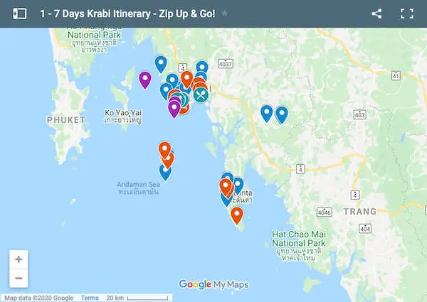 google maps krabi itinerary
