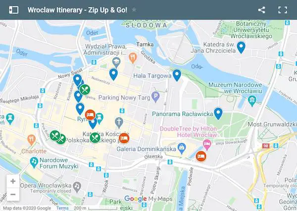 google maps wroclaw itinerary