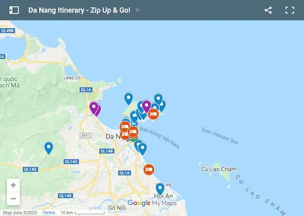da nang itinerary google maps