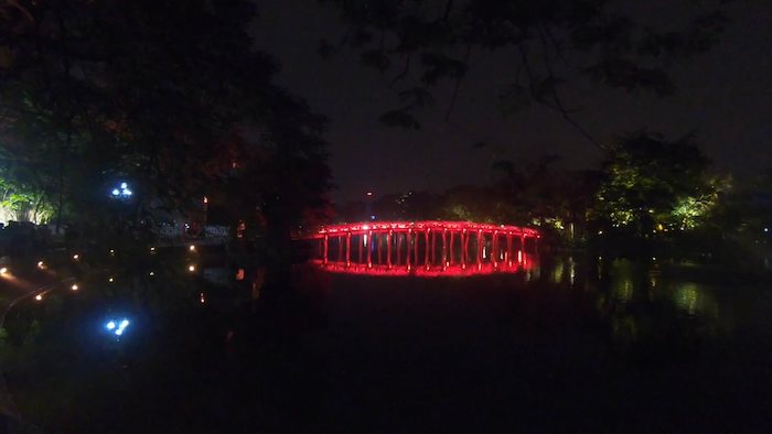 the huc bridge at night